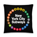 Multi-Circle Black Pillow | Printed Pillow | NYC Subway Line