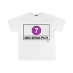 Mets Stadium Station Kids Tee | White Toddler t-shirt featuring Mets Stadium subway line symbols from 'New York City Subways'. Perfect for fans of the NYC Subway Line.