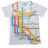 New! NYC Subway Line Manhattan Map Adult T-Shirt