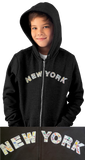 Kids NY Applique Black Hoodie