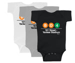 Yankee Stadium Station Rompers| Rompers featuring Yankee Stadium subway line symbols from 'New York City Subways'. Perfect for fans of the NYC Subway Line.