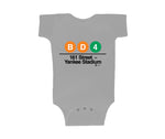 Yankee Stadium Station Rompers| Sport Gray Rompers featuring Yankee Stadium subway line symbols from 'New York City Subways'. Perfect for fans of the NYC Subway Line.
