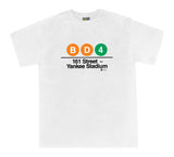 Yankee Stadium Station Tee | White t-shirt featuring Yankee Stadium subway line symbols from 'New York City Subways'. Perfect for fans of the NYC Subway Line.