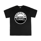 Brooklyn Tunnel Kids Tee | Brooklyn Battery Tunnel Kids Tee | Black slim-fit t-shirt featuring a retro 1950s Brooklyn Battery Tunnel sign design with a mid-century vibe, made from 100% cotton.