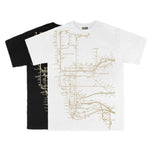 Gold Foil Map Tees | Gold Foil Map Printed Tees | NYC Subway Line