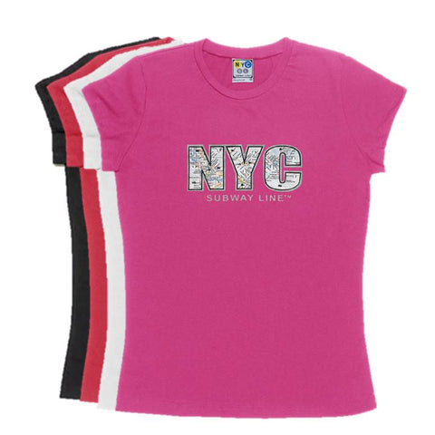 Slim Fit Girls T Shirt | Girls Pink T Shirt | NYC Subway Line