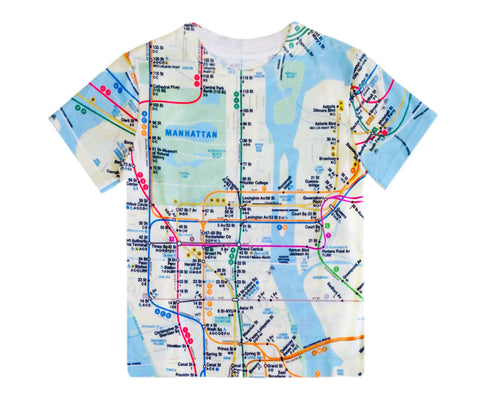 Kids World Map Tee | Kids All-Over Map Tee | NYC Subway Line