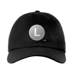 Classic Subway Baseball Caps | Black Baseball Cap with a gray circle featuring a white "L". Text below reads: "Brooklyn to Manhattan." Perfect for fans of the NYC Subway Line.
