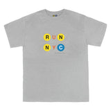 Run NYC T Shirt | Sport Gray tee with bold 'RUN NYC' message design, celebrating the spirit of New York City, made from 100% cotton.