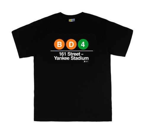 Yankee Stadium Station Tee | Black t-shirt featuring Yankee Stadium subway line symbols from 'New York City Subways'. Perfect for fans of the NYC Subway Line.
