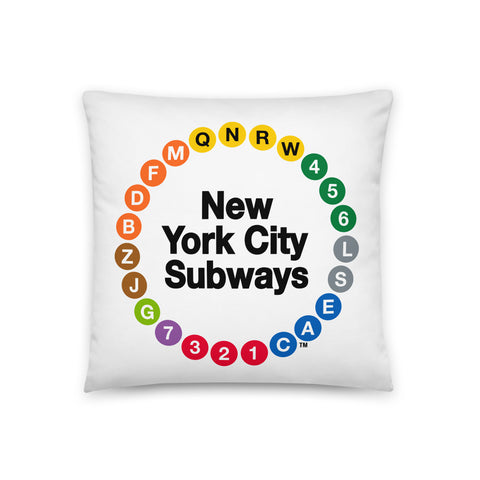 Multi-Circle White Pillow | White Pillow | Pillow | NYC Subway Line