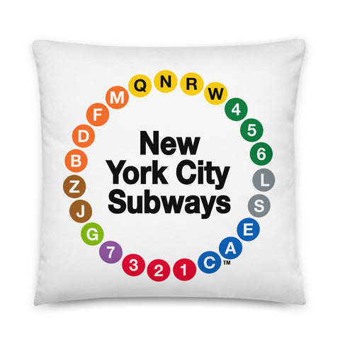 Multi-Circle White Pillow | White Pillow | Pillow | NYC Subway Line