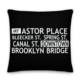 Downtown Throw Pillow | Throw Pillow | NYC Subway Line