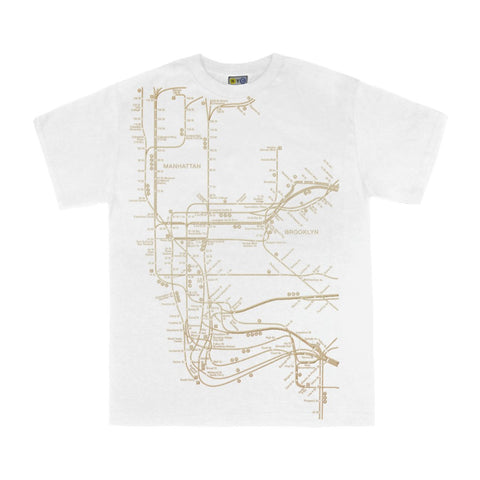 Gold Foil Map Tees | Gold Foil Map Printed Tees | NYC Subway Line