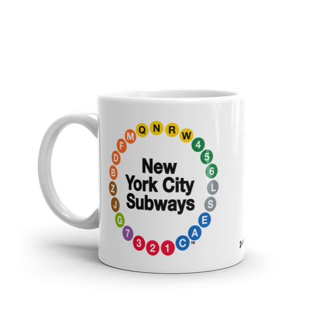 White Multi-Circle Mug | Personalized Mug | NYC Subway Line