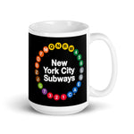 Black Coffee Mug | Black Multi-Circle Mug | NYC Subway Line